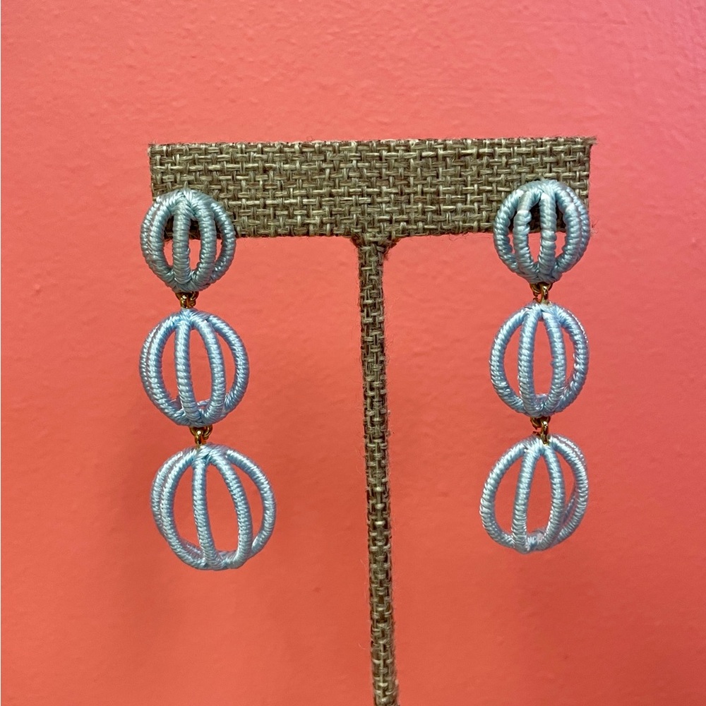 Pastel Blue Cage Sphere Earrings